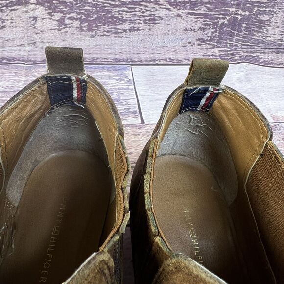 Tommy Hilfiger Womens 8 M Chelsea Booties Brown Leather Ankle Top Slip-On Shoes - Picture 12 of 16